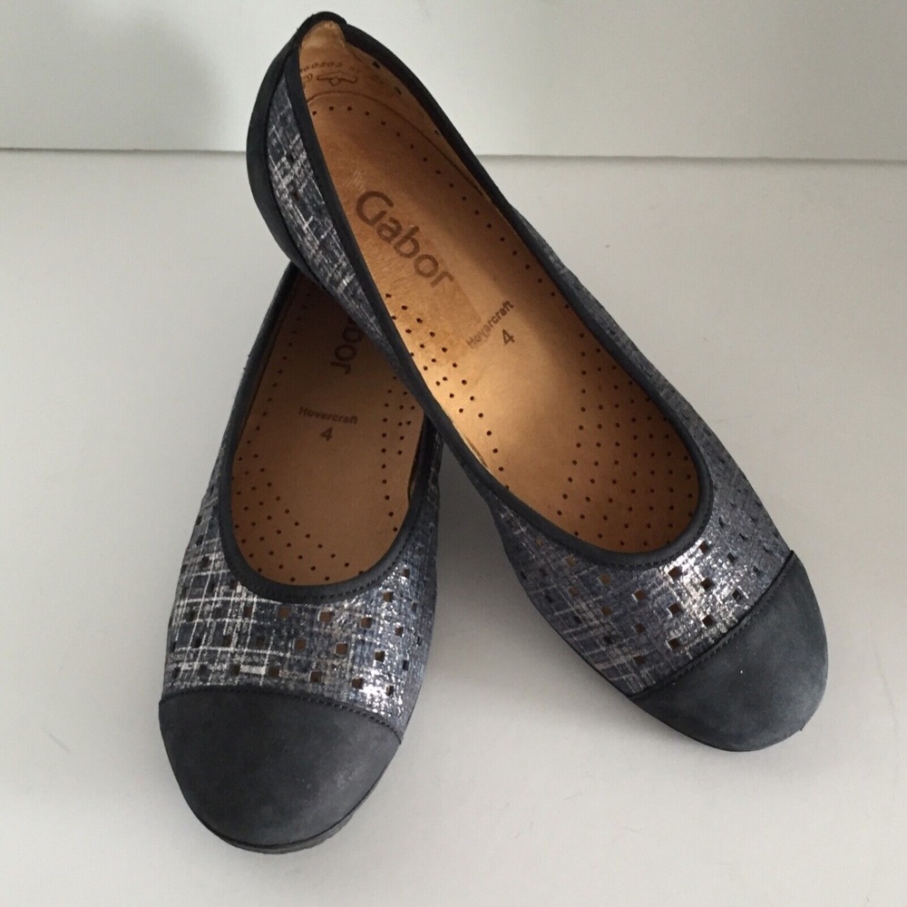 Gabor Women's Hovercraft Nubuck Combo Ballet Flats Round Toe Shoes Perforated US
